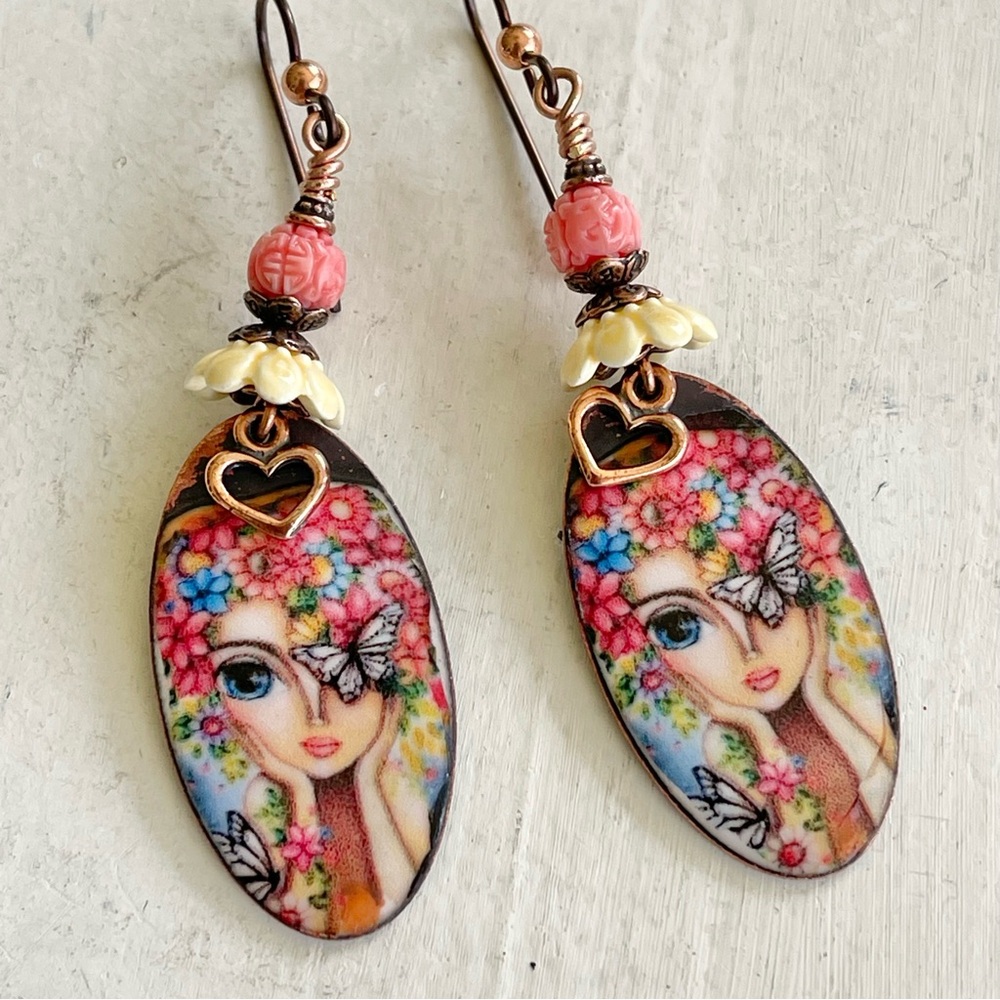 ARTISAN Earrings “Butterfly Garden Fairy” - Dangles - Picture 8 of 12